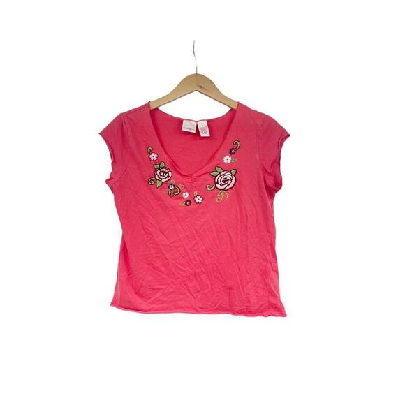 Xhilaration Embroidered Baby T Shirt Juniors Womens Y2K Size Large - Picture 1 of 7